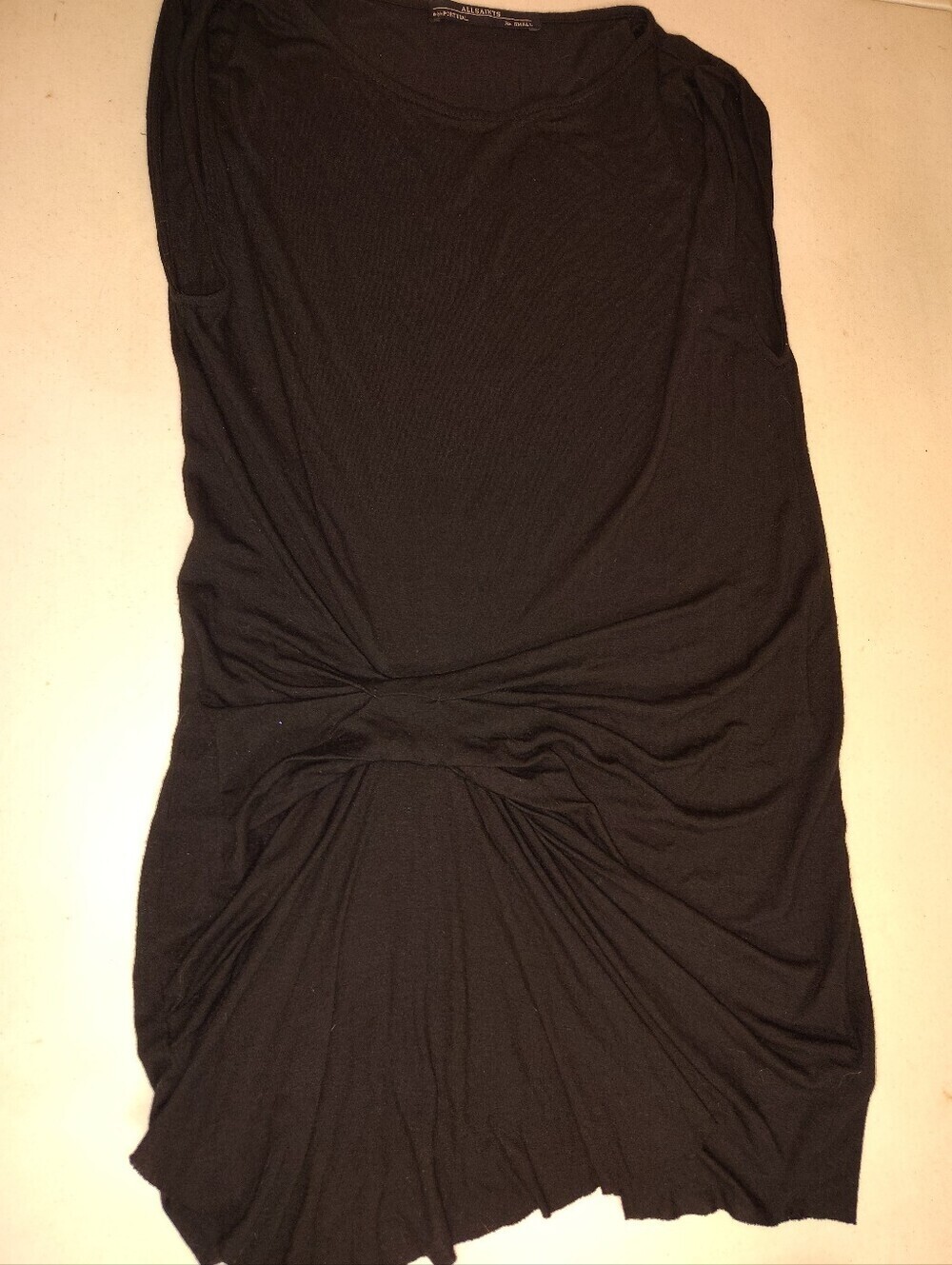 AllSaints Black Sleeveless Twisted Front Drape Dress/Tunic - Size Small - Picture 3 of 7